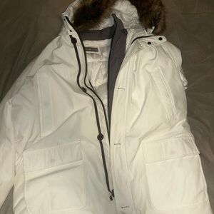 Michael Kors Men's White Fur-Trimmed Hooded Jacket